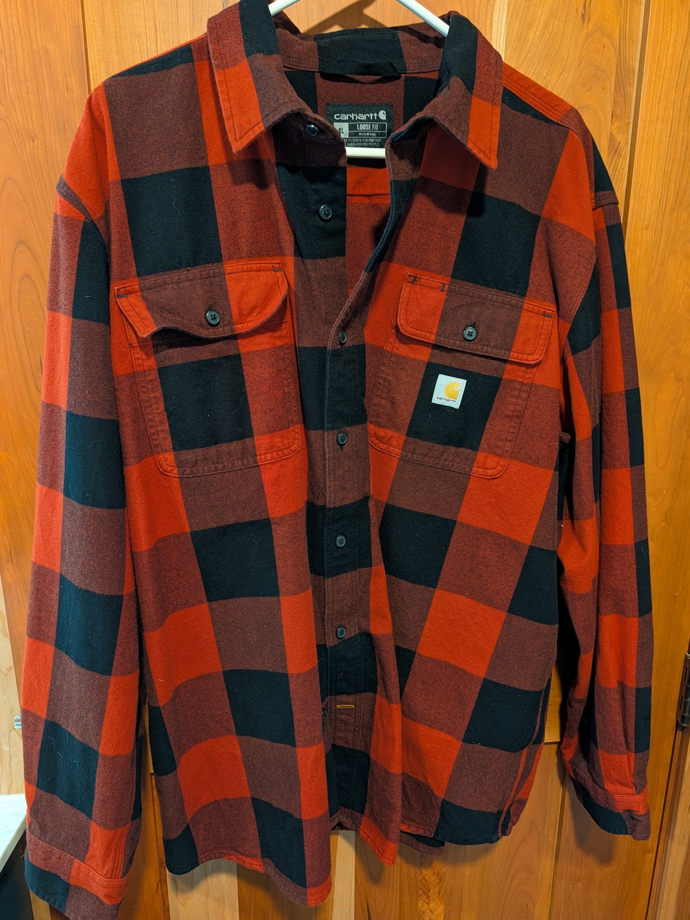 Carhartt Red and Black Buffalo Plaid Button-Down Shirt